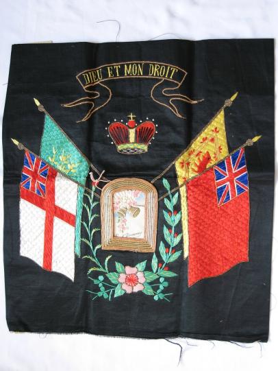 Stunning Large Victorian Silk Embroidery depicting British Naval Flags.
