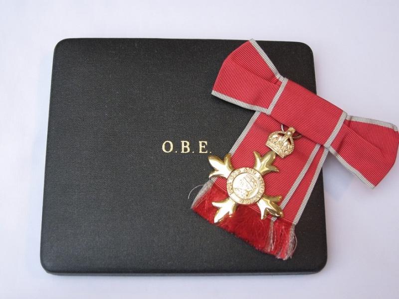 Large Ladies OBE Solid Silver/Gold Gilt Medal, Presentation Case.