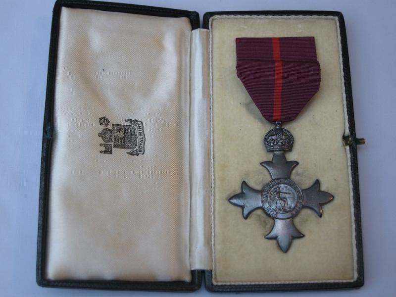 Military MBE Solid Silver Medal & Case Garrard of London 1919 First Type.