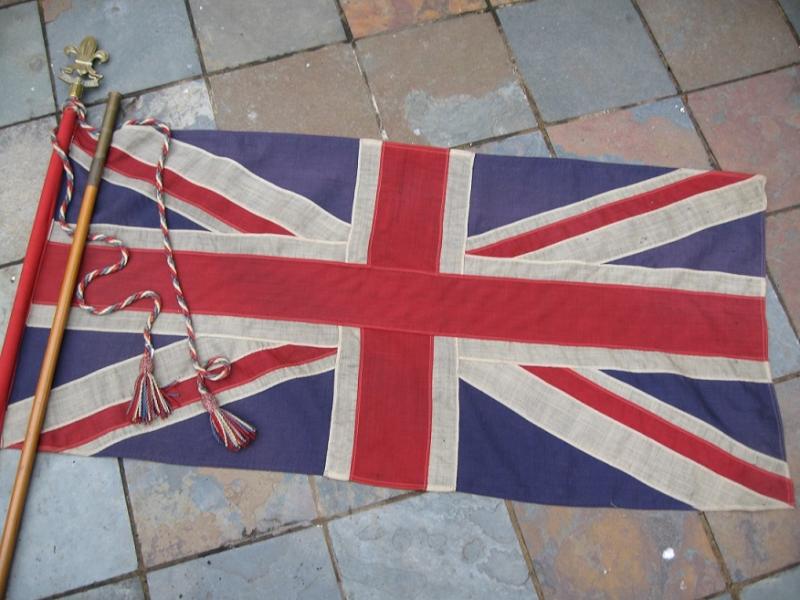 Rare Boy Scouts Early 20th Century Union Jack Standard, Brass fittings dated 1928