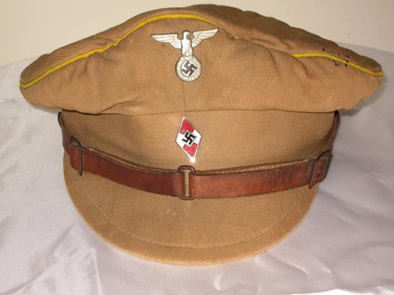 Hitler Youth Peak Cap Very Early Example with Yellow Unit Piping