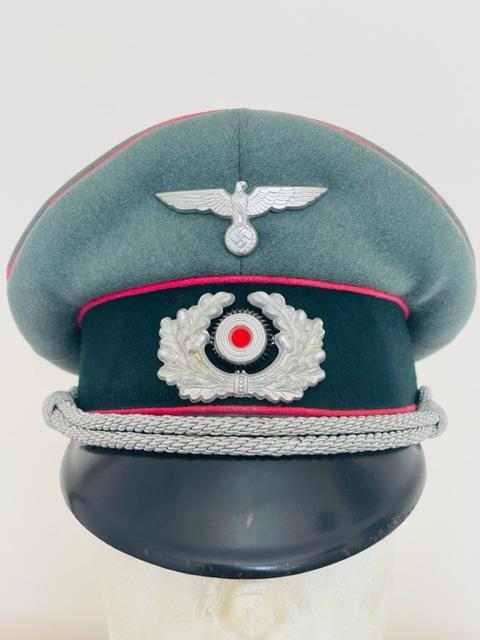 WWII GERMAN DOUBLE EREL PANZER OFFICERS PEAKED VISOR CAP