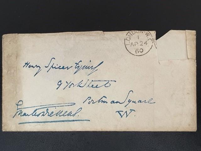 FINE HAND WRITTEN AUTOGRAHED ENVELOPE IN CHARLES DICKENS HAND 1860.