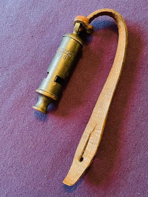 WWI BRITISH TRENCH WHISTLE 1918 BY J. HUDSON & SONS BIRMINGHAM