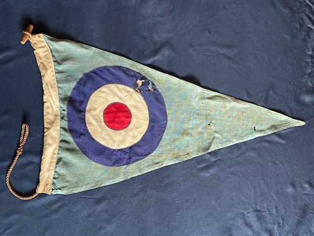 WWII RAF STICHED COTTON SILK PENDENT/FLAG