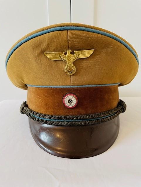 SCARCE EARLY EXAMPLE OF A GERMAN WWII POLITICAL LEADERS PEAK CAP EARLY STYLE FOR ORTSGRUPPE LEVEL