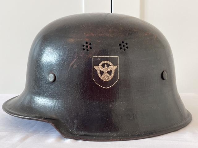 GERMAN WWII DOUBLE DECAL CIVIC POLICE HELMET