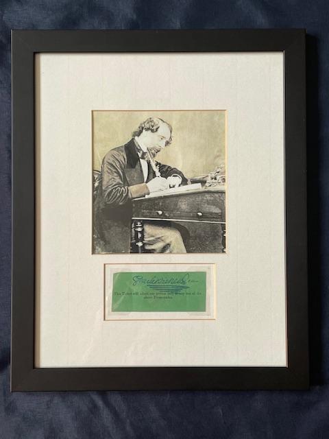 Fine Original Authentic Framed Bold Hand Signed Promenades Ticket Stub Charles Dickens.