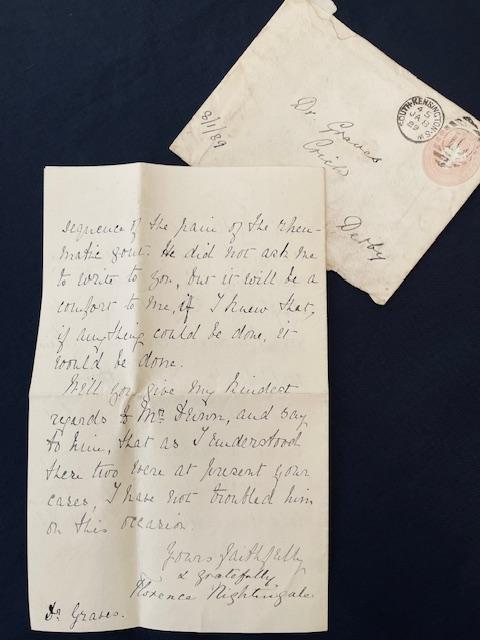 FLORENCE NIGHTINGALE 1889 HAND SIGNED BOLD INK SIGNATURE LETTER AND ENVELOPE