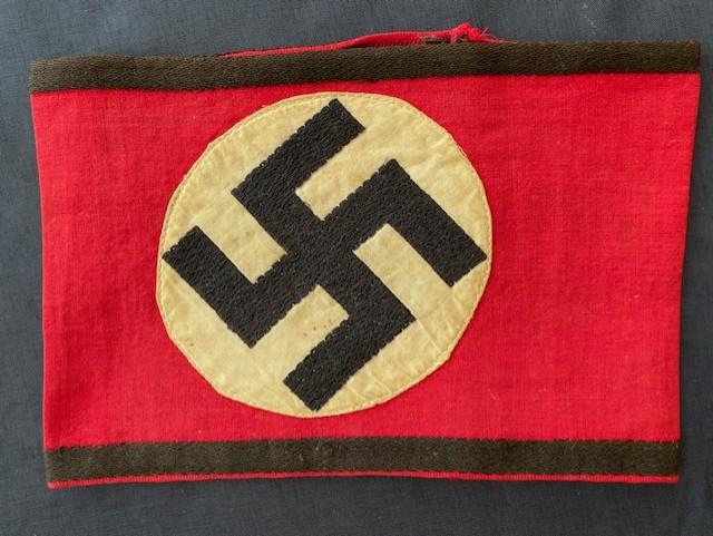 GERMAN WWIII EARLY ALLGEMEINE SS ARMBAND AS WORN ON THE BROWN SHIRT WITH RZM PAPER TAG