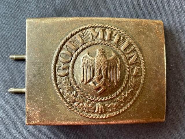 WWII GERMAN HEER BELT BUCKLE STEEL CONSTRUCTION MAKERS MARK STAMPED.