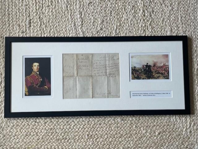 DUKE OF WELLINGTON, ARTHUR WELLESLEY HAND SIGNED LETTER FRAMED 1843.