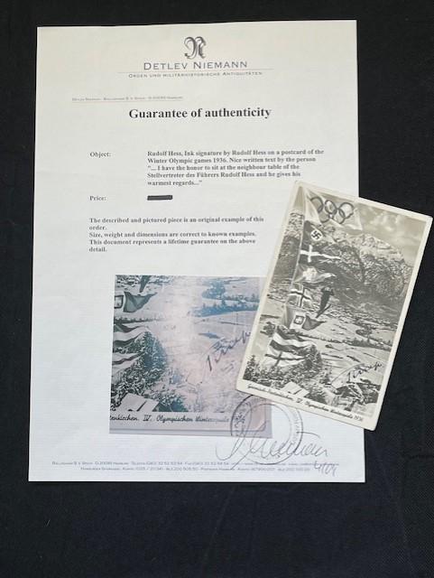 RARE GERMAN WWII DEPUTY FUHRER RUDOLF HESS HAND SIGNED SIGNATURE.