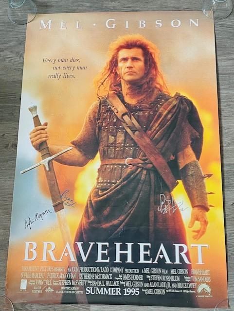 TOTALLY ORIGINAL, AUTENTIC HAND SIGNED MOVIE POSTER BRAVEHEART 1995.