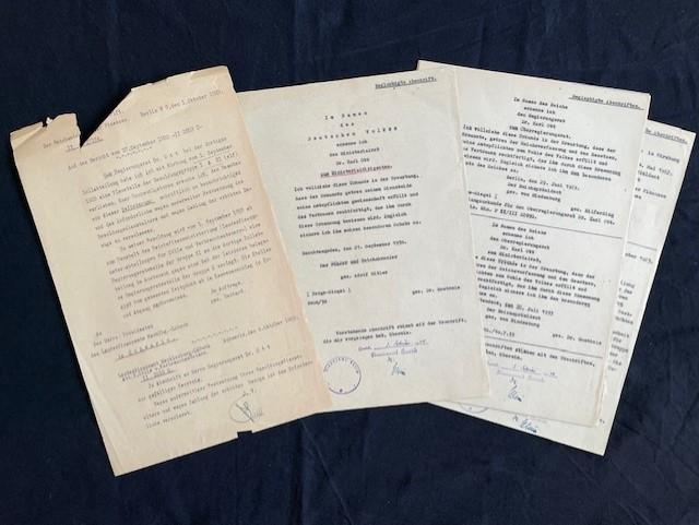 WWII GERMAN HAND SIGNED DOCUMENTS GROUPING, JOSEPH GOEBBELS, ALBERT SPEER AND VON HINDENBURG  ADDITIONAL PHOTOS