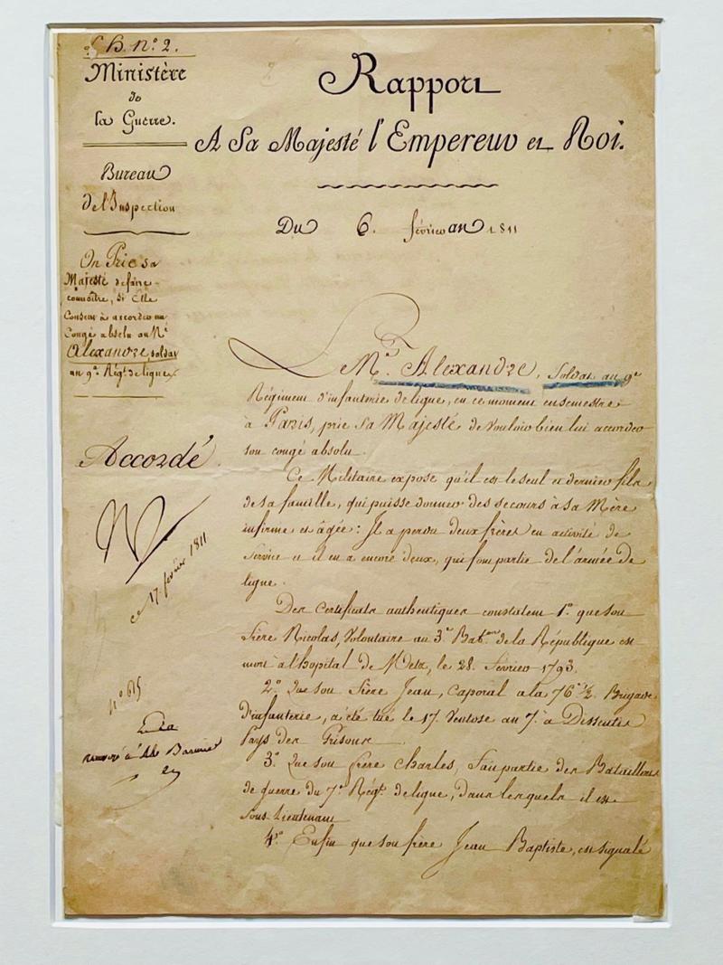 RARE NAPOLEON BONAPARTE REPORT HAND SIGNED AND DATED 1811.