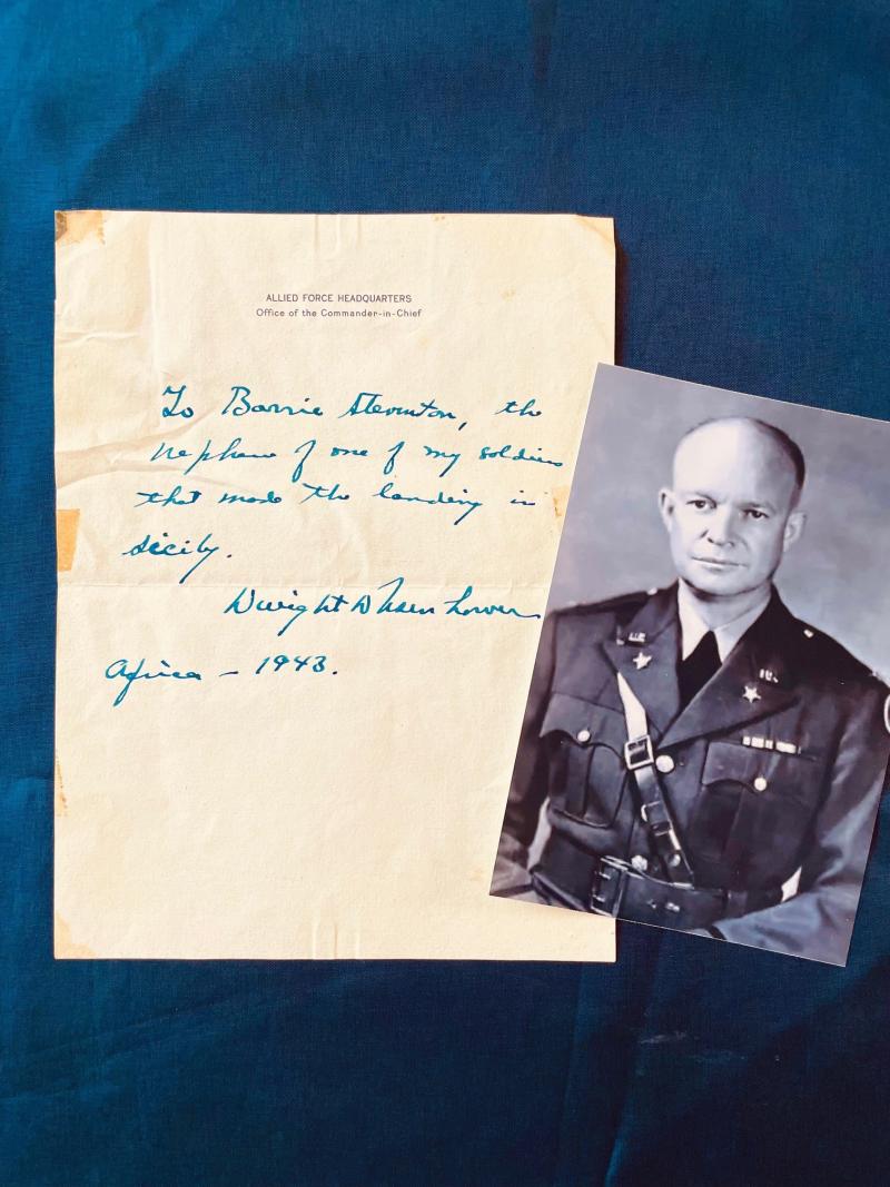 RARE HAND SIGNED INK LETTER GENERAL D EISENHOWER AFRICA 1943 WITH PHOTO.