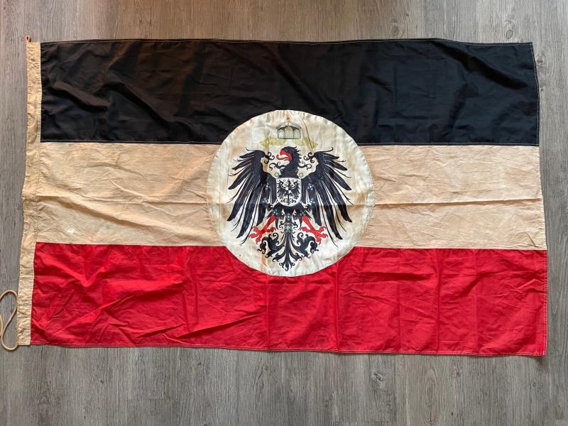 WONDERFUL ORIGINAL SEWN WWI IMPERIAL GERMAN TRICOLOR FLAG DATED