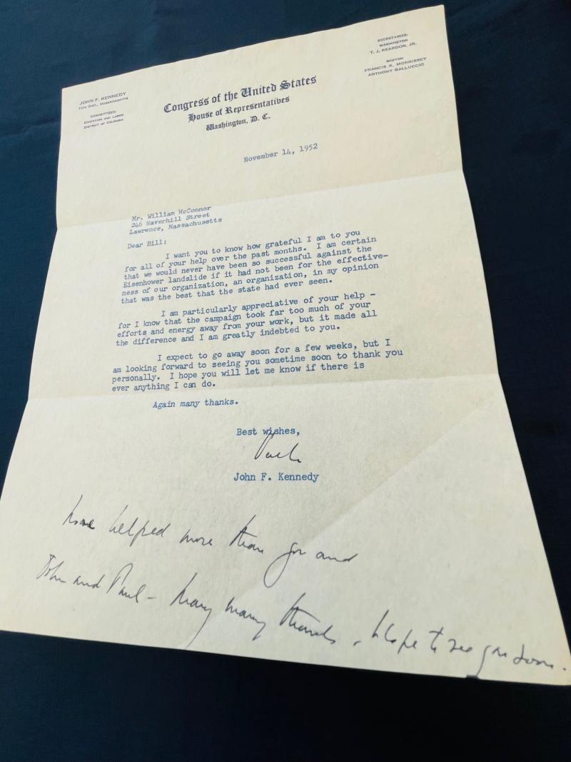 RARE JOHN F KENNEDY AUTOGRAPHED LETTER HAND SIGNED & INSCRIPED. ADDITIONAL PHOTOS