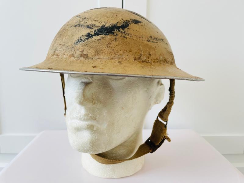 RARE BRITISH WWII DESERT RATS INFANTRY BRODIE HELMET DATED 1942.