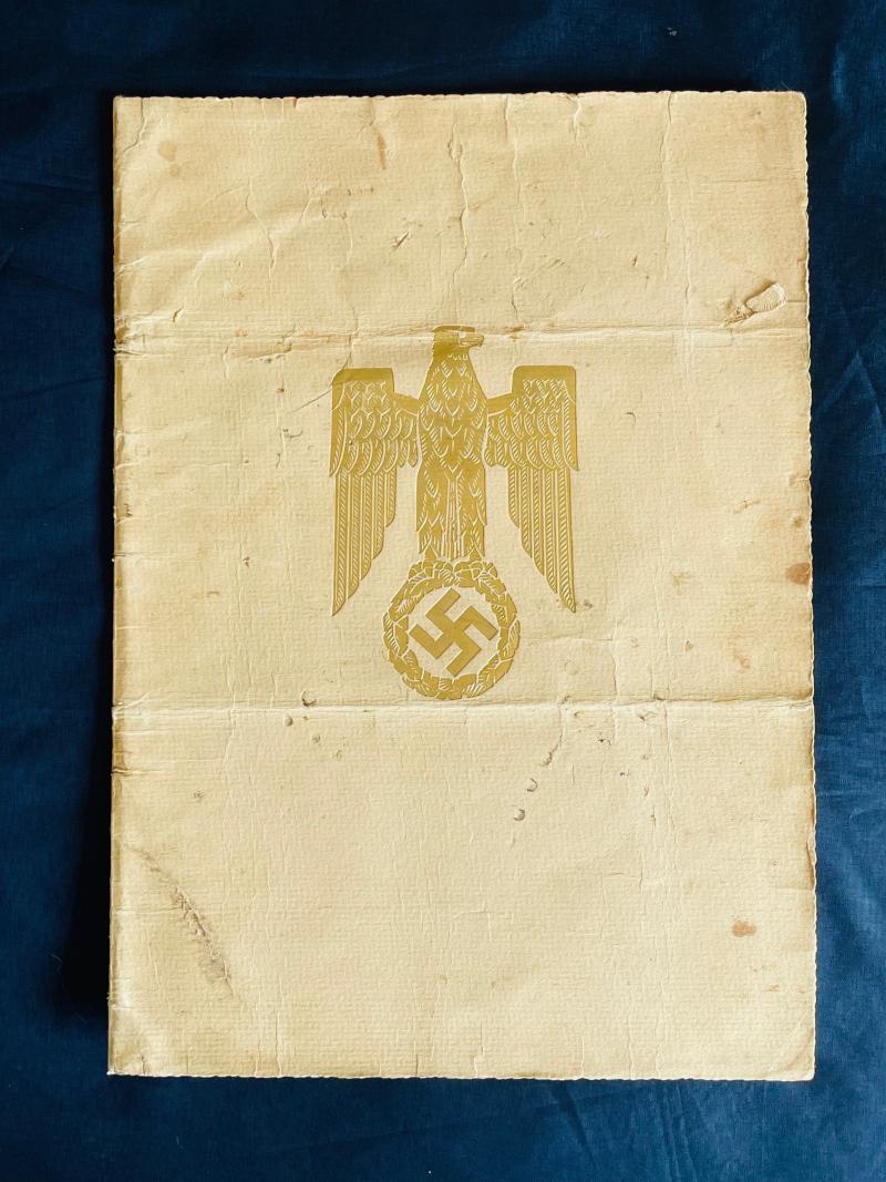 WWII HAND SIGNED BY REICHSMARSCHALL HERMANN GORING AWARD/APPOINTMENT CERTIFICATE ADDITIONAL PHOTOS