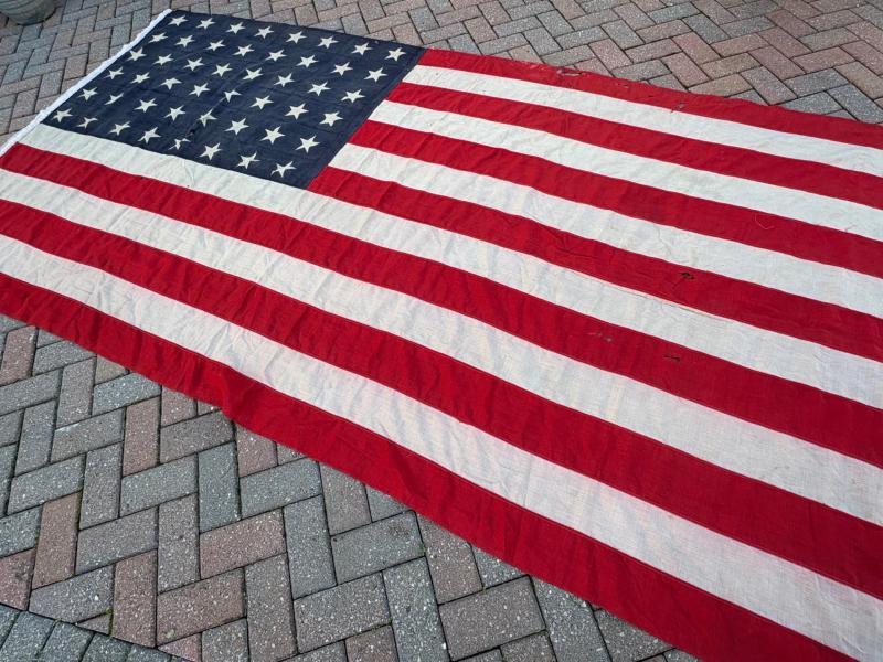 AUTHENTIC ORIGINAL SCARCE WWII 48 STAR AMERICAN WARTIME FLAG.