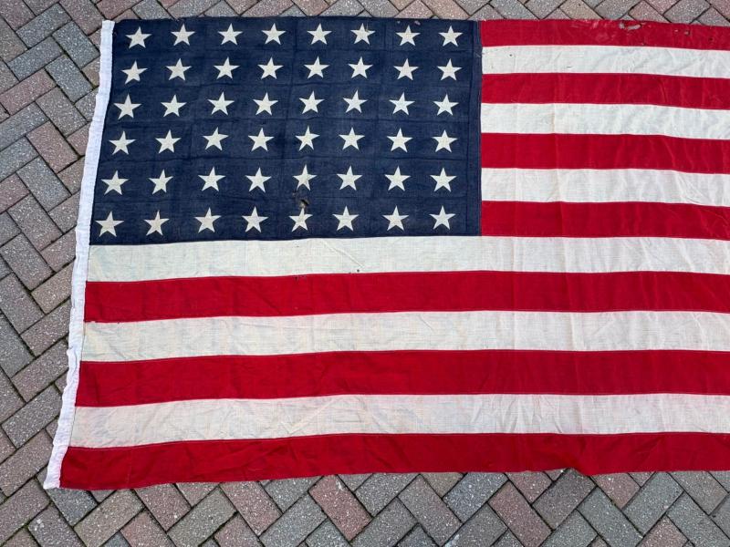 AUTHENTIC ORIGINAL SCARCE WWII 48 STAR AMERICAN WARTIME FLAG.