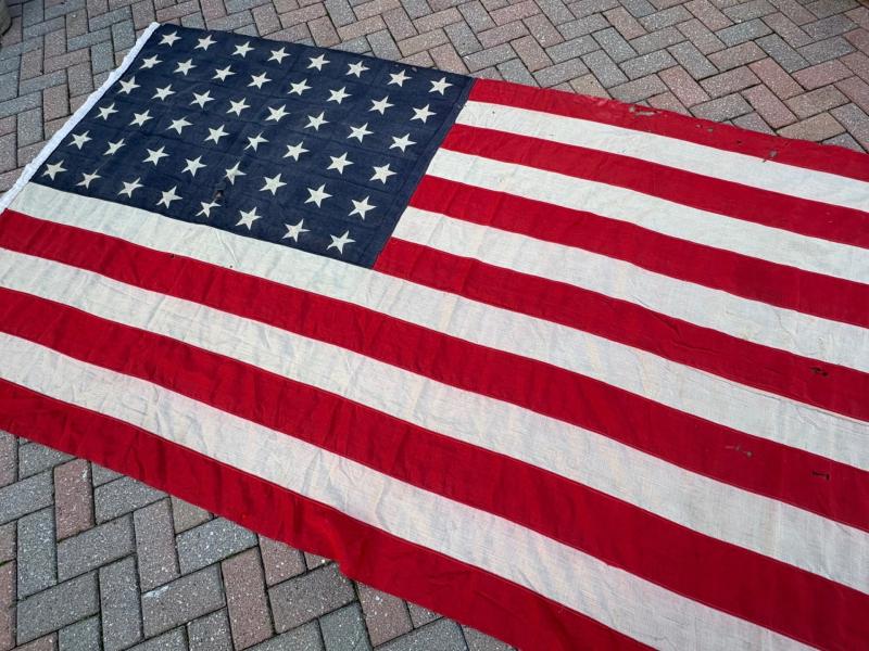 AUTHENTIC ORIGINAL SCARCE WWII 48 STAR AMERICAN WARTIME FLAG.