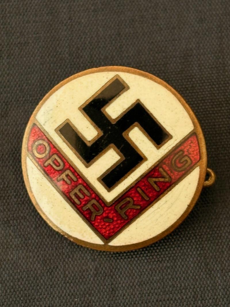 Rare WW2 German Third Reich NSDAP Opfer-ring Enamel lapel badge
