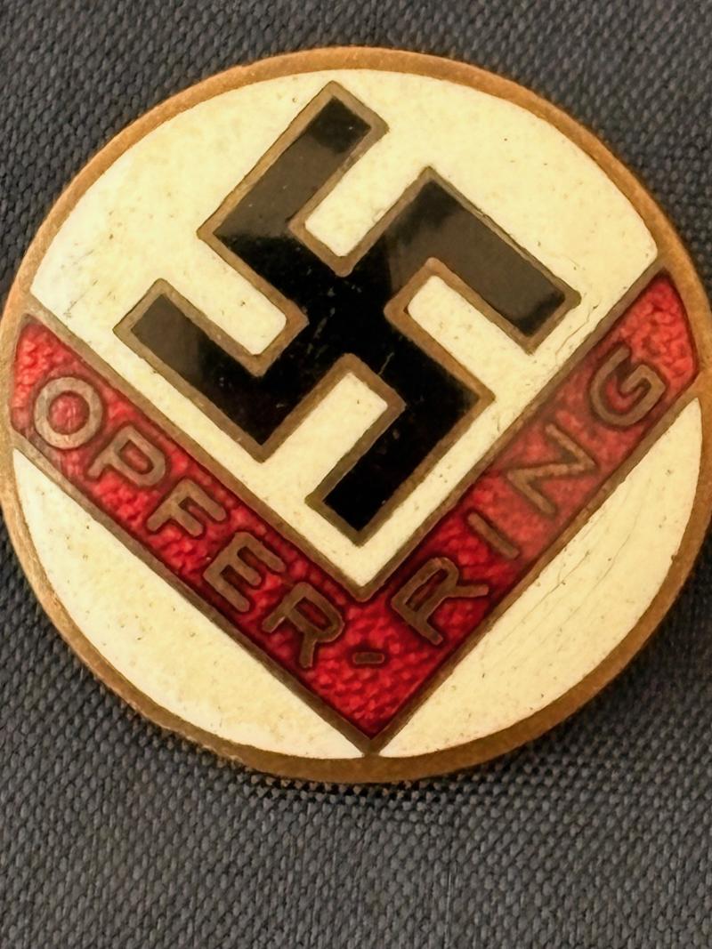 Rare WW2 German Third Reich NSDAP Opfer-ring Enamel lapel badge