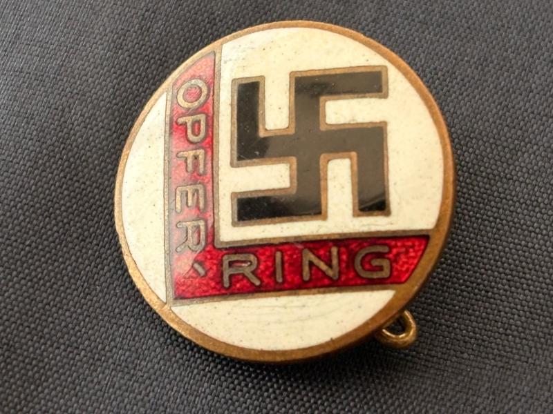 Rare WW2 German Third Reich NSDAP Opfer-ring Enamel lapel badge