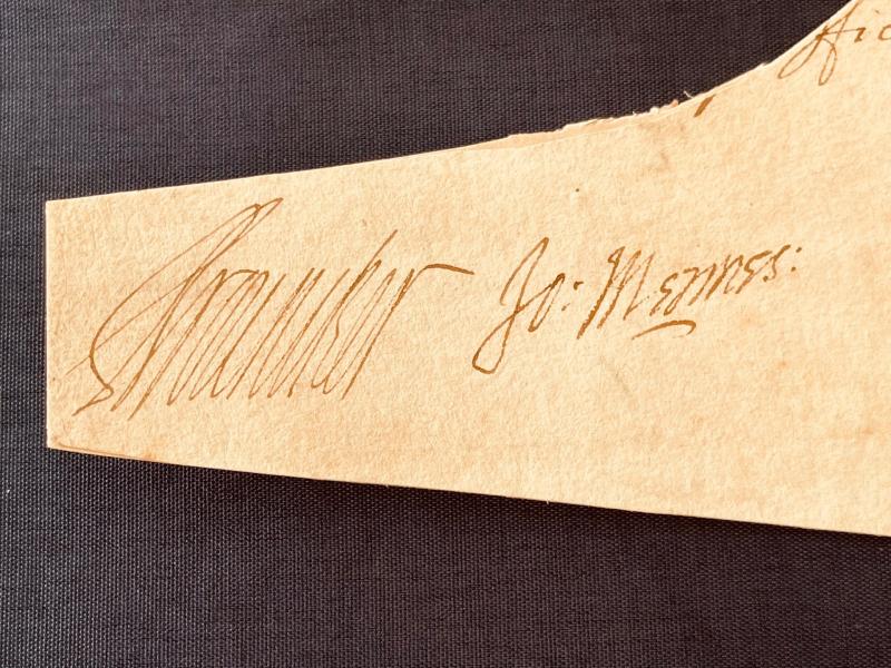 TOTALLY AUTHENTIC SAMUEL PEPYS AND JOHN PEPYS HAND INK SIGNATURES INCLUDING 7 OTHERS.