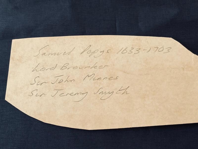 TOTALLY AUTHENTIC SAMUEL PEPYS AND JOHN PEPYS HAND INK SIGNATURES INCLUDING 7 OTHERS.