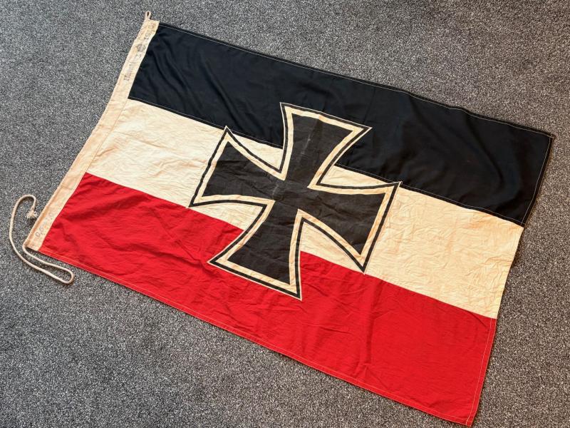 Fabulous Original WWI German Navy Stitched Flag Dated 1916, Hamburg.