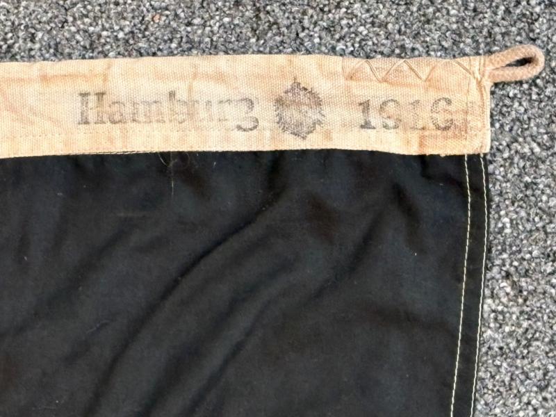 Fabulous Original WWI German Navy Stitched Flag Dated 1916, Hamburg.