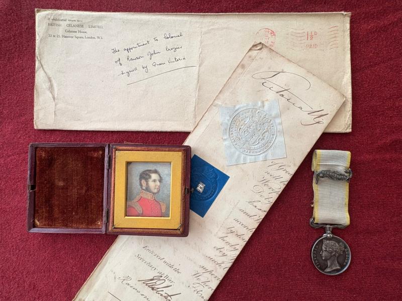 SIGNED QUEEN VICTORIA DOC 1854 WAR SET WITH MINIATURE PORTRAIT.