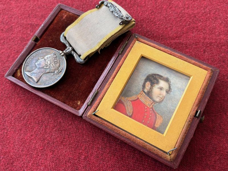 SIGNED QUEEN VICTORIA DOC 1854 WAR SET WITH MINIATURE PORTRAIT.