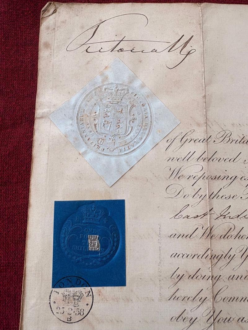 SIGNED QUEEN VICTORIA DOC 1854 WAR SET WITH MINIATURE PORTRAIT.