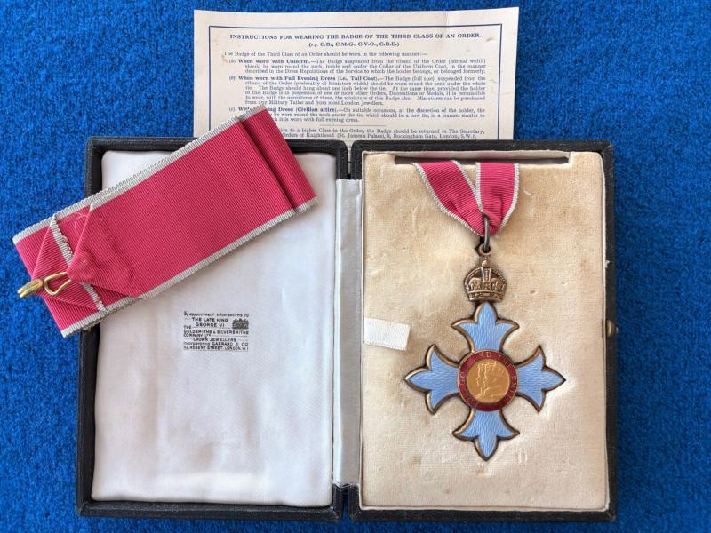Extremely Rare Cased CBE, Case is to the Late King George VI.