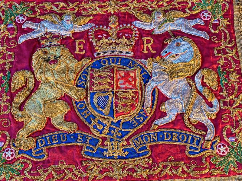 Authentic Elizabeth II Household Cavalry State Trumpeter's Ceremonial Trumpet Banner.