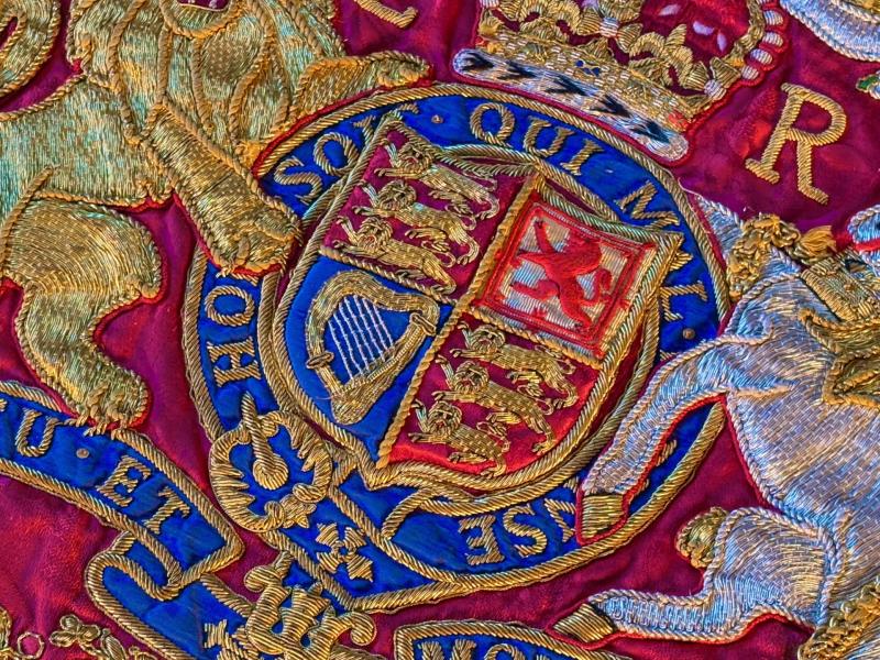 Authentic Elizabeth II Household Cavalry State Trumpeter's Ceremonial Trumpet Banner.