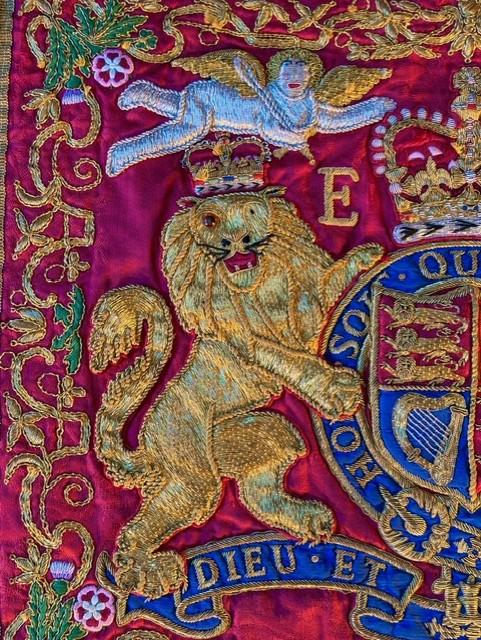 Authentic Elizabeth II Household Cavalry State Trumpeter's Ceremonial Trumpet Banner.