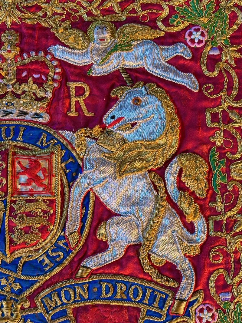 Authentic Elizabeth II Household Cavalry State Trumpeter's Ceremonial Trumpet Banner.