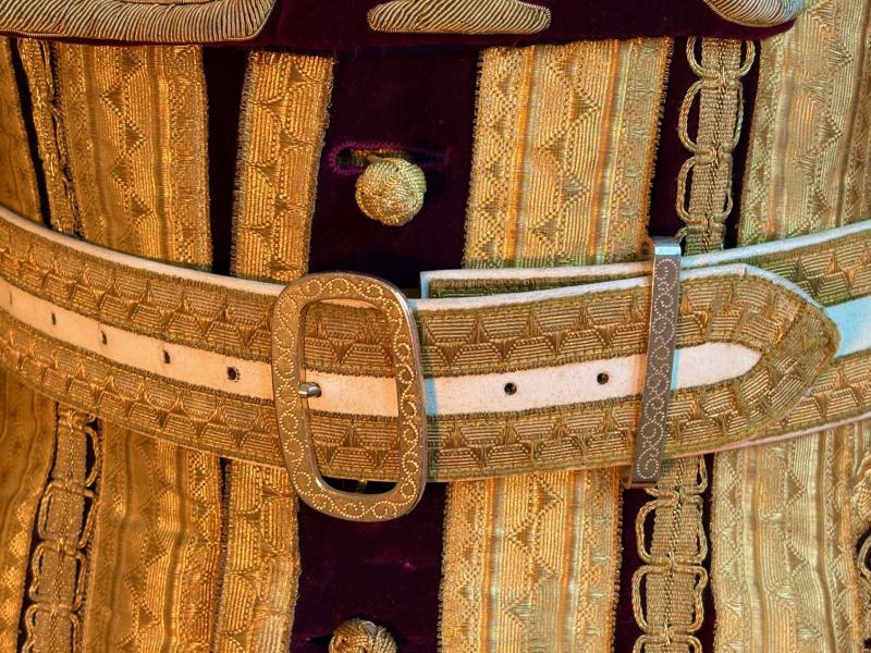 Item: EXTREMELY RARE CORONATION HOUSEHOLD CAVALRY STATE COAT, BELT & JOCKEY CAP ADDITIONAL PHOTOS