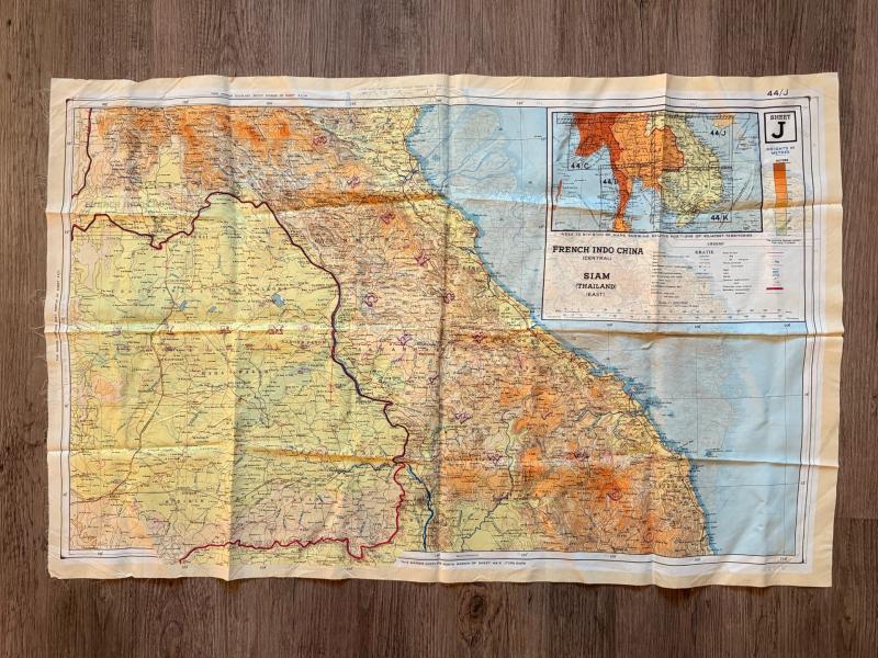 Authentic WW2 British R.A.F Far East Escape map known as silk maps.