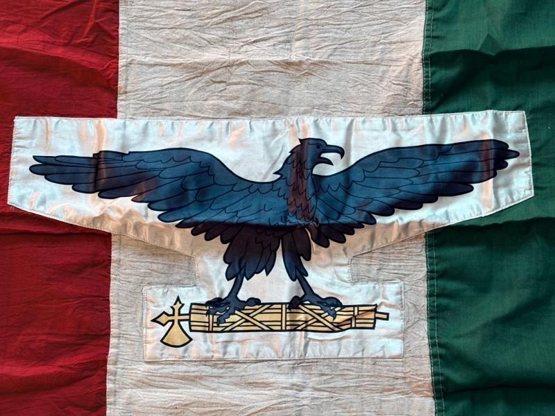 Italian Fascist Social Republic (RSI) Stitched Flag, Nazi puppet state 1943-1945.Milano DATED 1944.