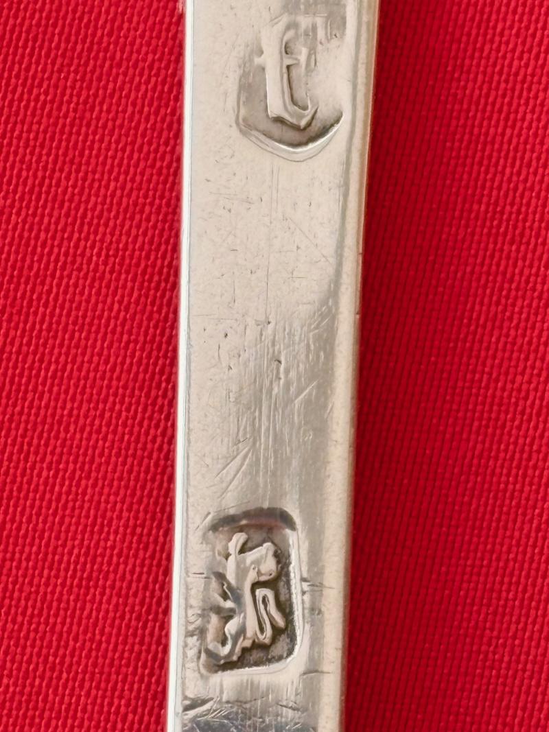 Rare King Charles II 1683 Era English Sterling Silver Lace Back Trifid Tablespoon.