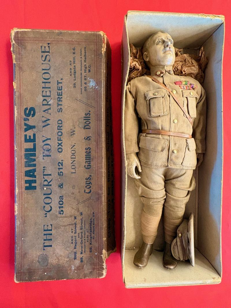 RARE HAMLEYS LORD KITCHENER PROPAGANDA TOY DOLL & BOX 1914-18.