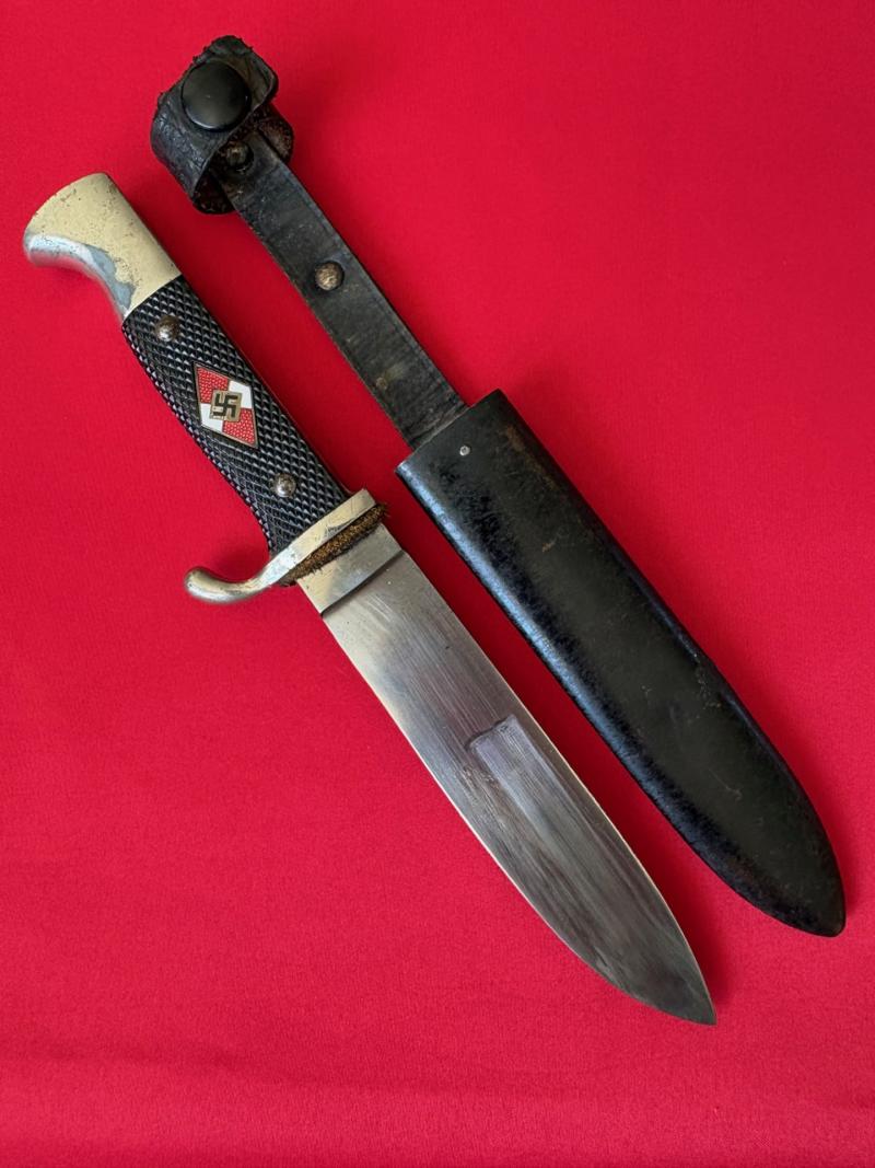 WW2 GERMAN HITLER YOUTH KNIFE, RZM STAMPED 1938 M7/62 Friedrich Plucker Jr of Solingen-Grafrath.